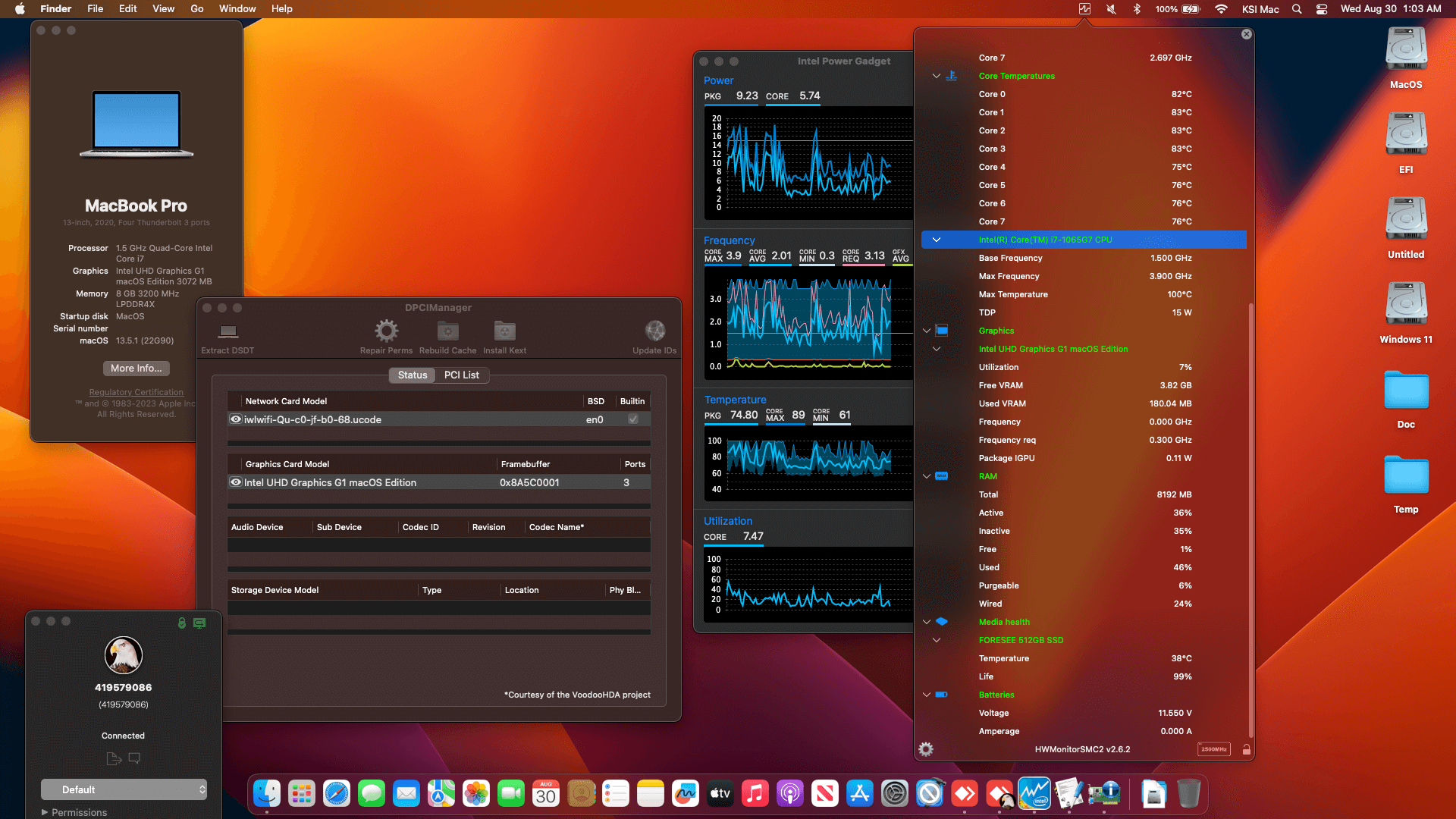 Success Hackintosh macOS Ventura 13.5.1 Build 22G90 in Infinix INBook X2 XL21
